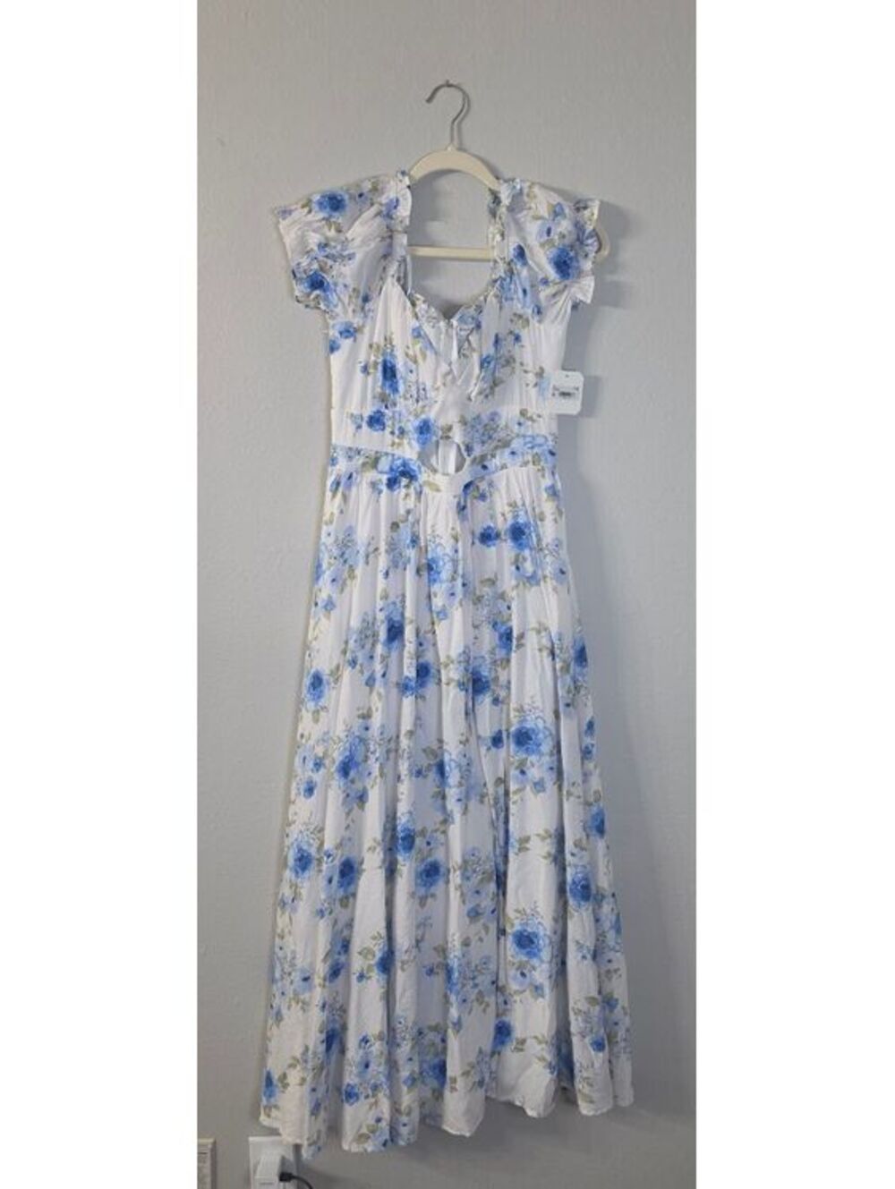 Altar’d State Teresia Floral Maxi Dress Blue White Medium NWT